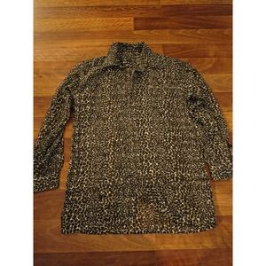 Sheer Leopard Pring Button Up Large